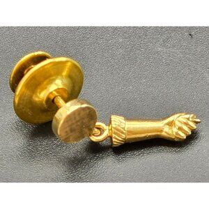 Vintage Closed Hand and Arm Gold Tone Lapel Pin Tie Tack Unmarked CT703
